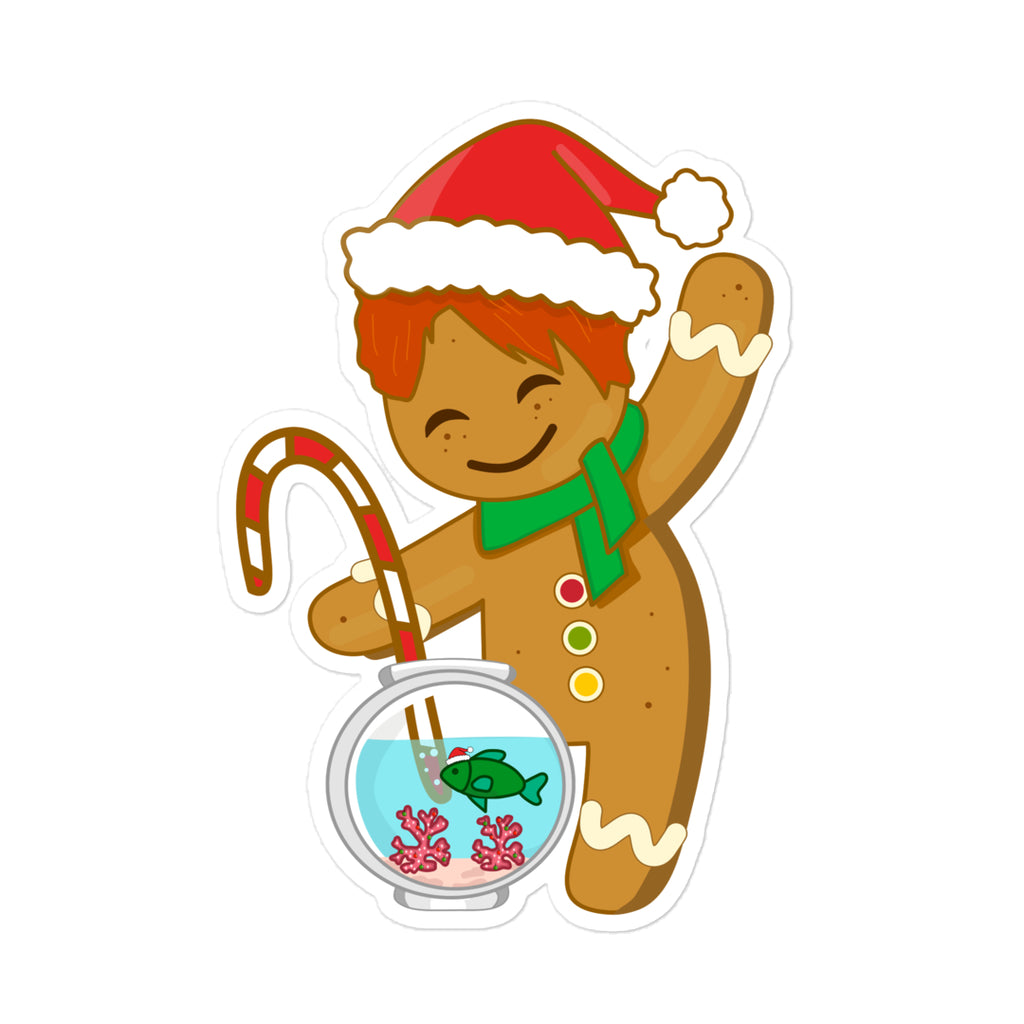 Gingerbread Corals Christmas Sticker